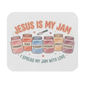 Jesus Is My Jam Rectangular Mouse Pad — Cute Pastel Faith Desk Mat