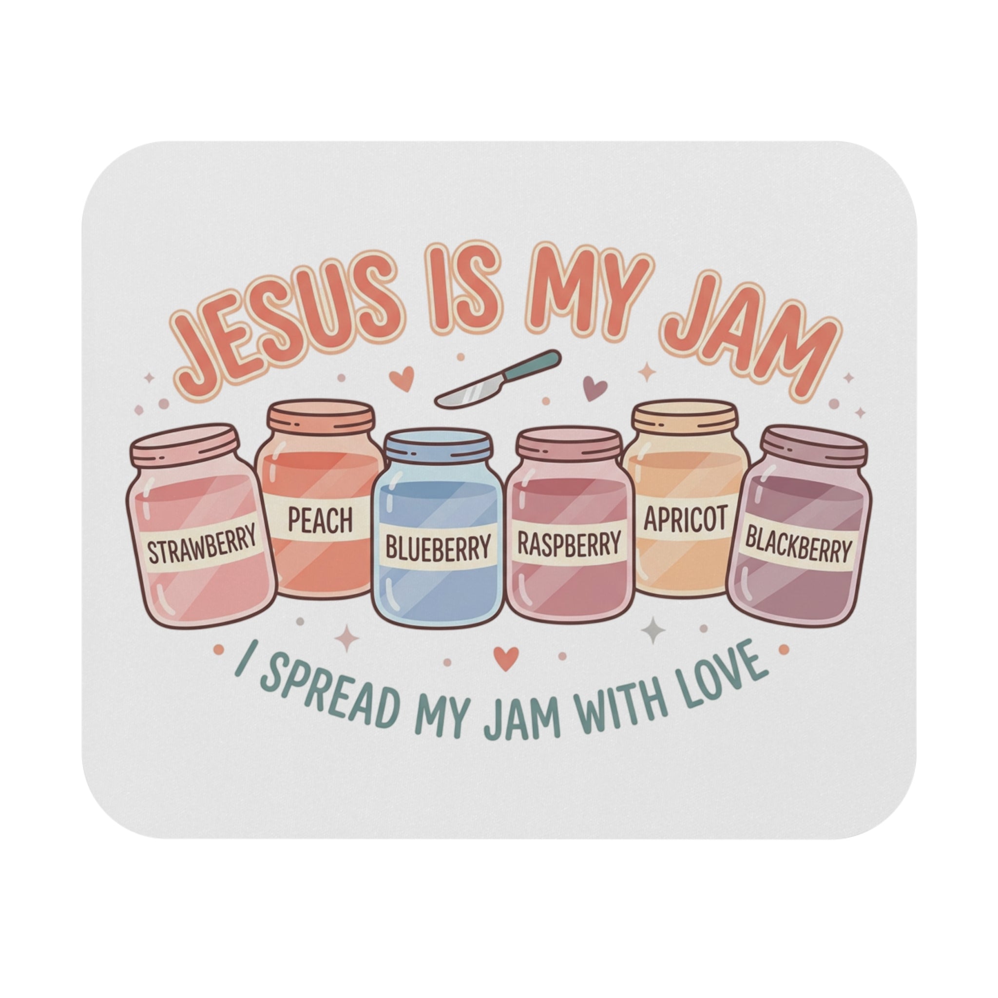 Jesus Is My Jam Rectangular Mouse Pad — Cute Pastel Faith Desk Mat