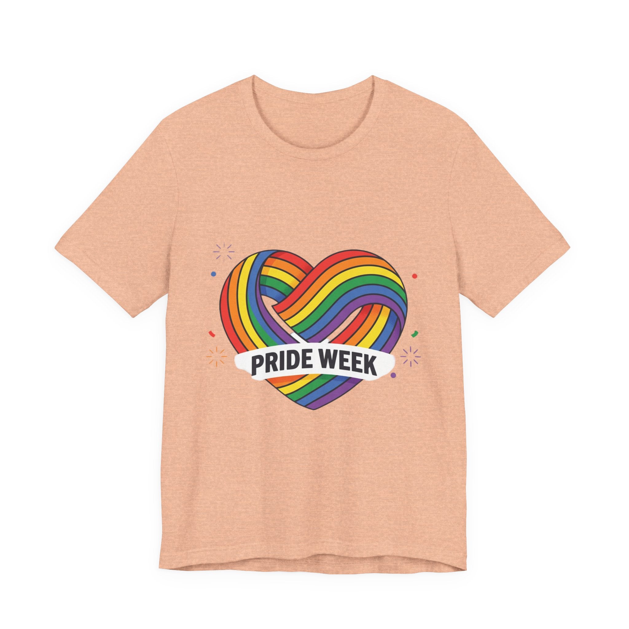 Pride Week Rainbow Heart Tee — "Progress Over Perfection" Back Print