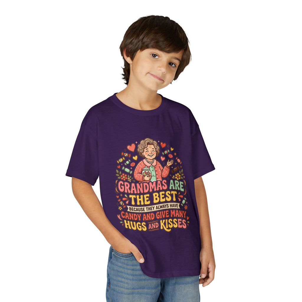 Grandmas Are The Best Kids' T-Shirt — Candy, Hugs & Kisses Design