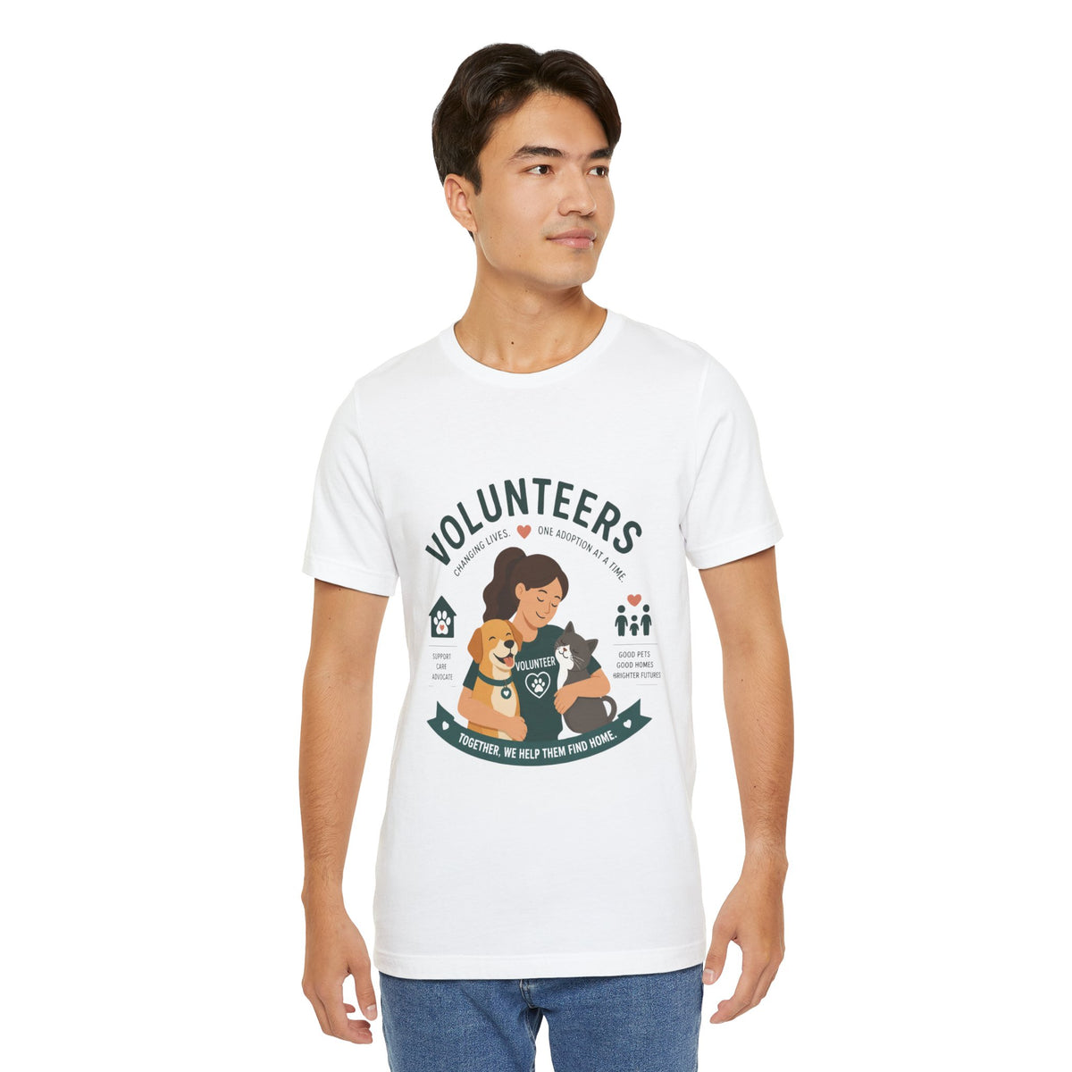Volunteers Shelter Tee — "Together We Help Them Find Home"
