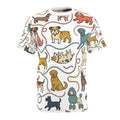 All-Over Print Dog Pattern Tee — Cute Puppy Breeds Graphic Shirt
