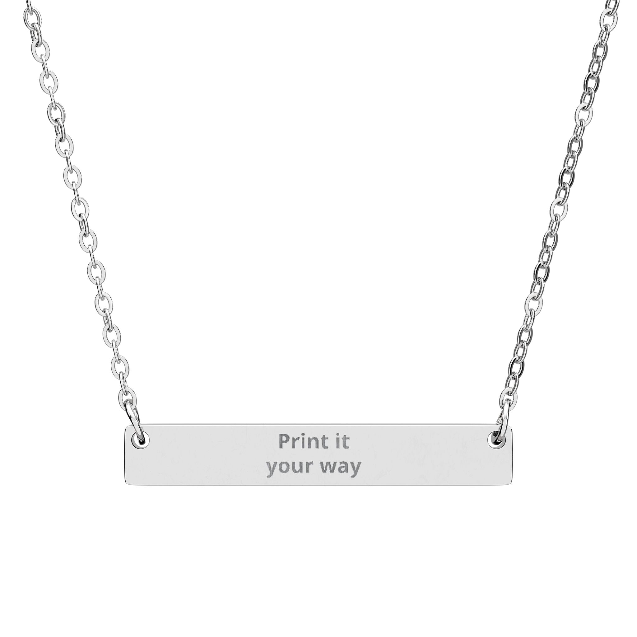 Engraved Horizontal Bar Necklace — Personalized Name, Date or Message Pendant