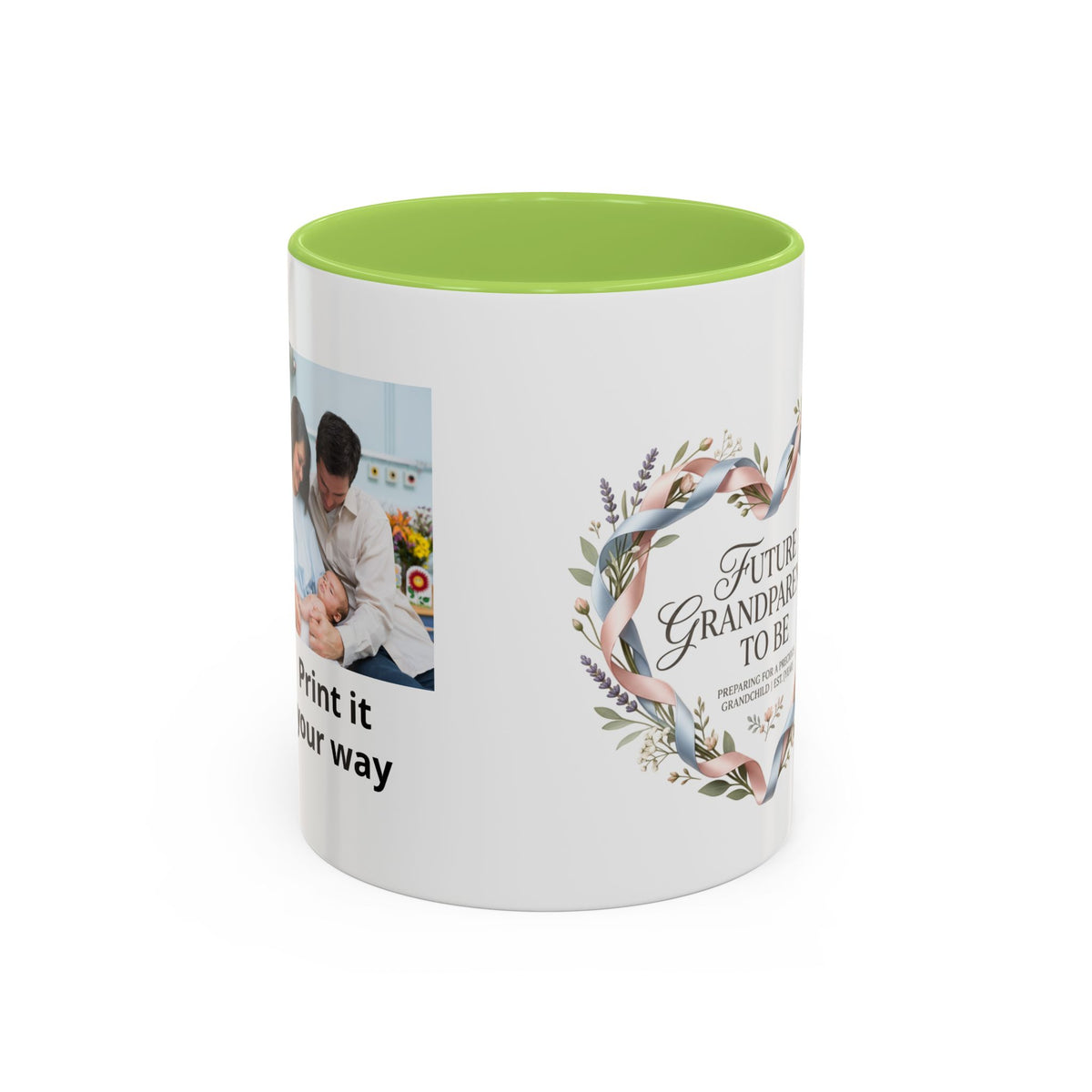 Future Grandparents To Be Accent Coffee Mug — Floral Heart Pregnancy Announcement Gift (11/15oz)