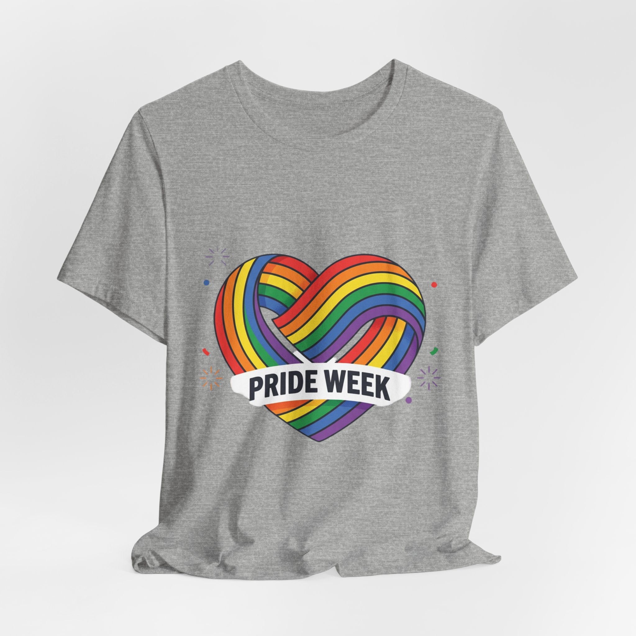 Pride Week Rainbow Heart Tee — "Progress Over Perfection" Back Print