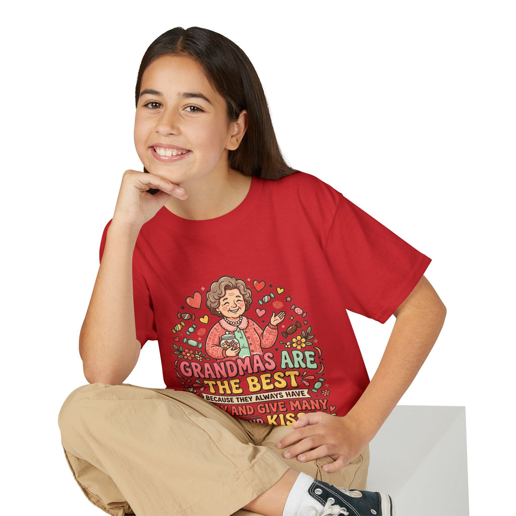 Grandmas Are The Best Kids' T-Shirt — Candy, Hugs & Kisses Design