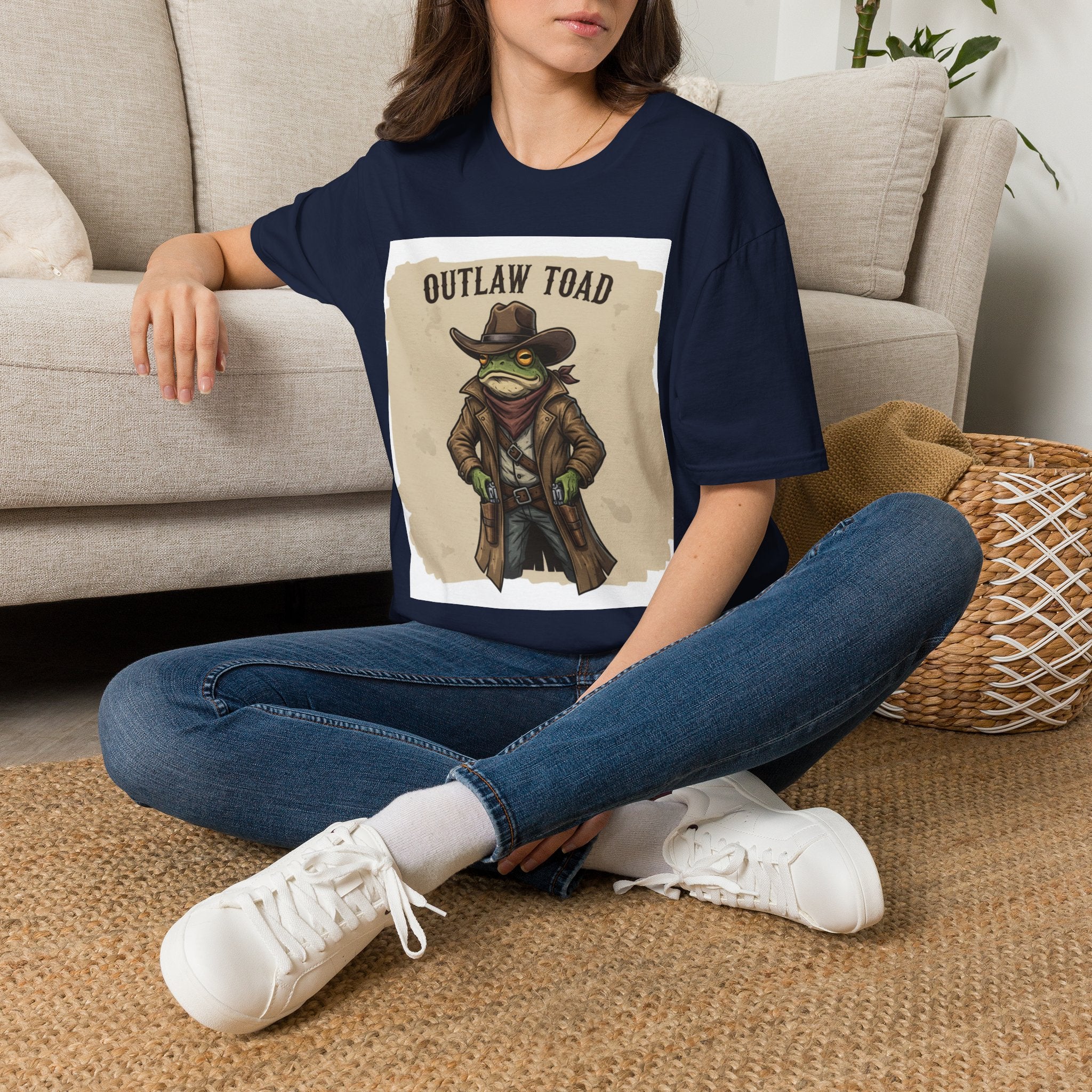 Outlaw Toad Cowboy T-Shirt — Funny Western Toad Graphic Tee (Great Gift for Frog Lovers)