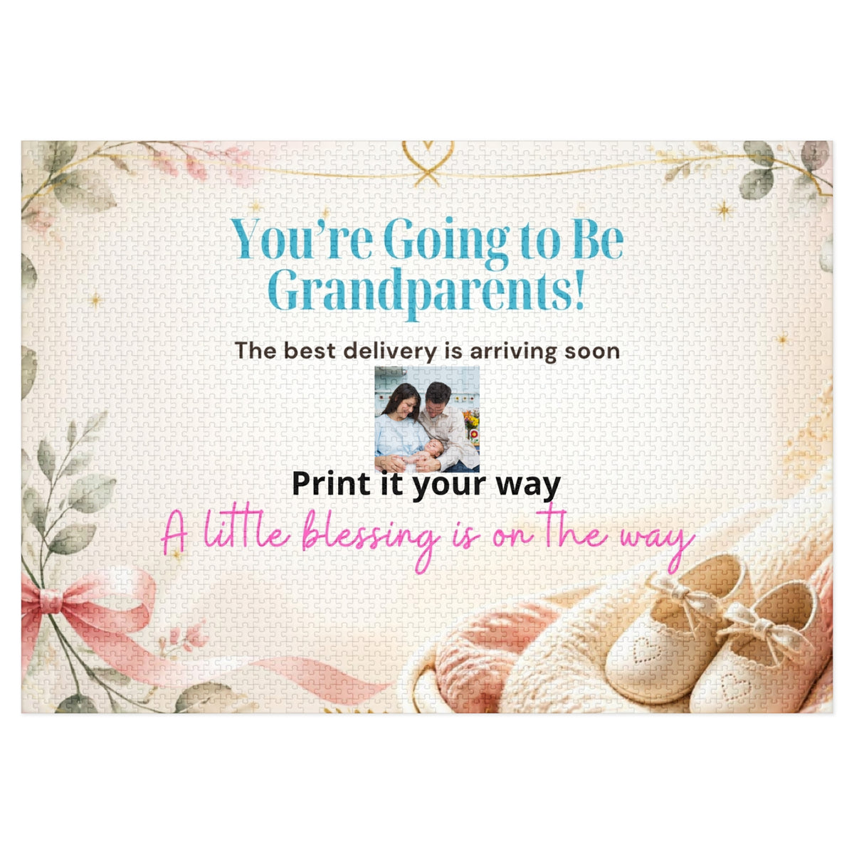 Grandparents Announcement Jigsaw Puzzle Tin — “You’re Going to Be Grandparents!” Keepsake