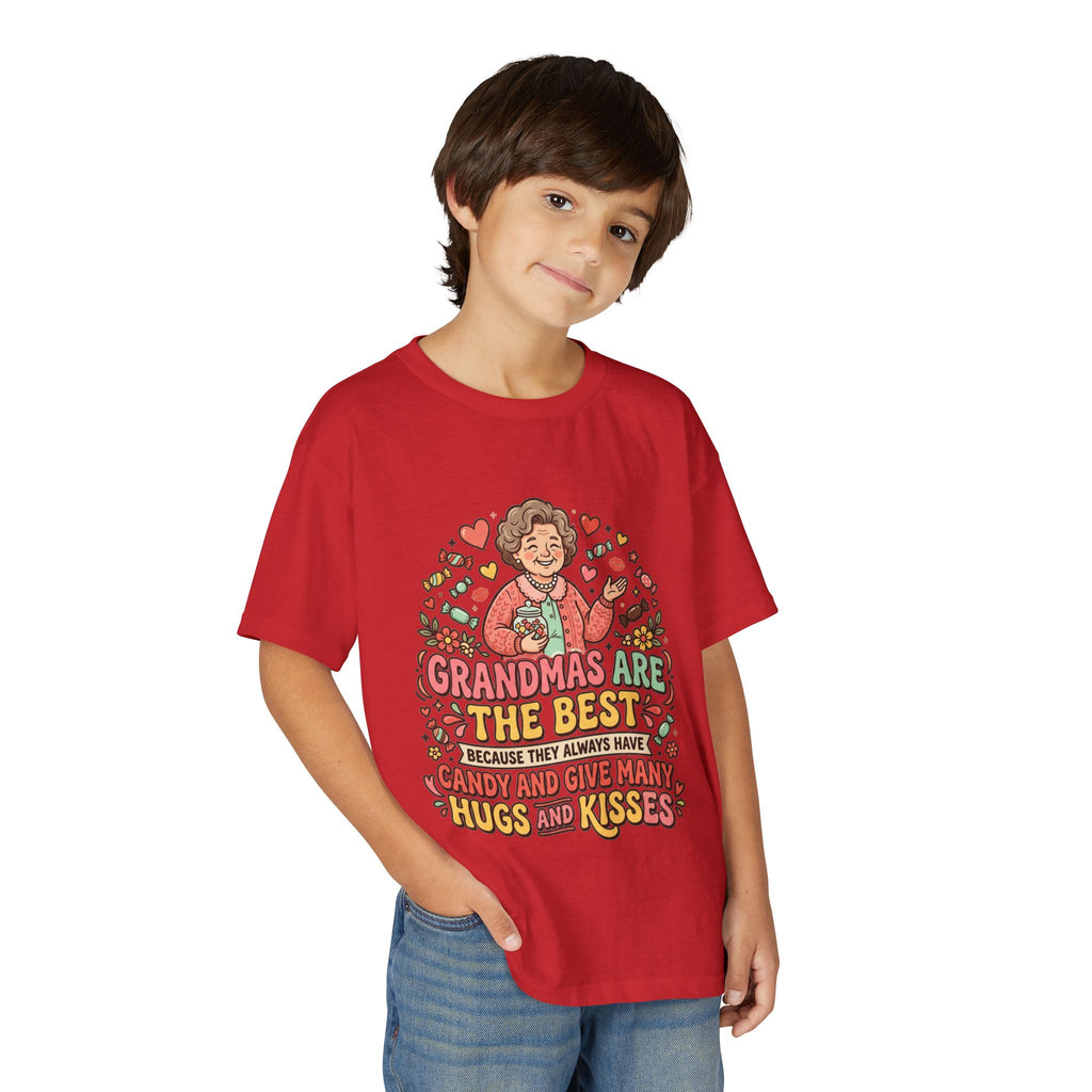 Grandmas Are The Best Kids' T-Shirt — Candy, Hugs & Kisses Design