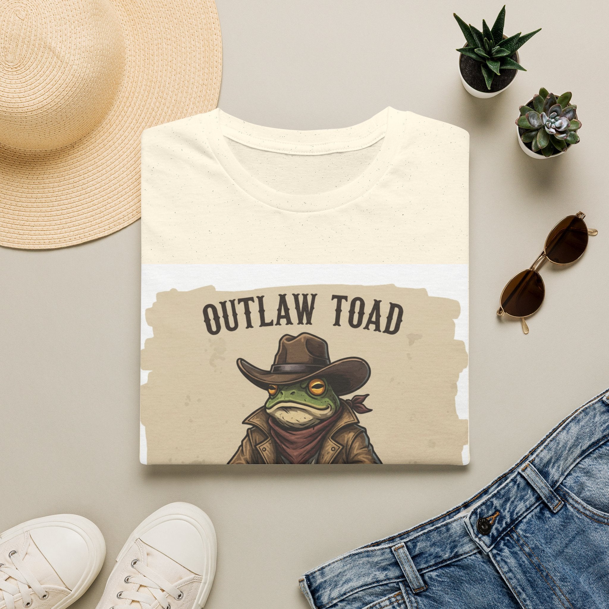 Outlaw Toad Cowboy T-Shirt — Funny Western Toad Graphic Tee (Great Gift for Frog Lovers)