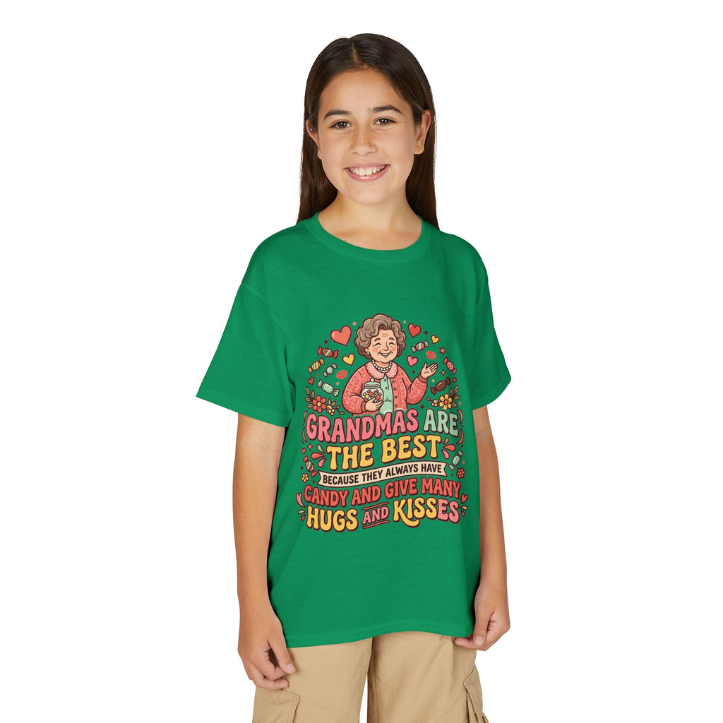 Grandmas Are The Best Kids' T-Shirt — Candy, Hugs & Kisses Design