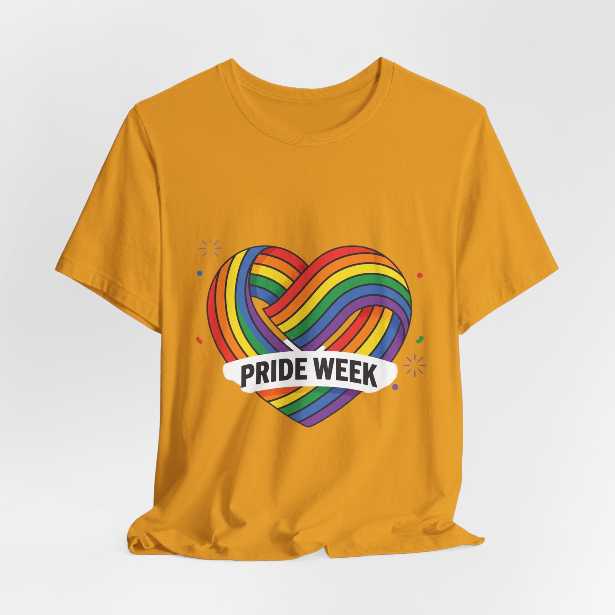 Pride Week Rainbow Heart Tee — "Progress Over Perfection" Back Print