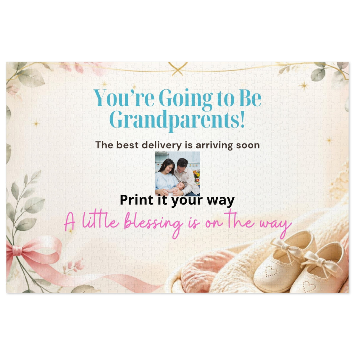 Grandparents Announcement Jigsaw Puzzle Tin — “You’re Going to Be Grandparents!” Keepsake