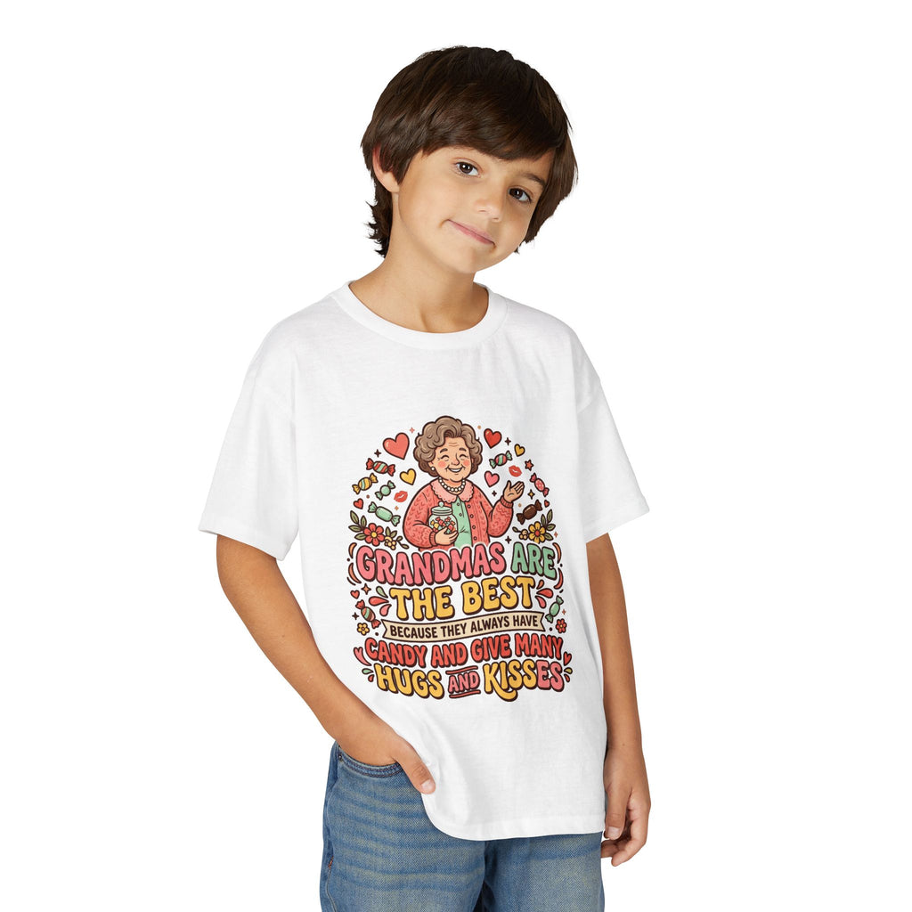 Grandmas Are The Best Kids' T-Shirt — Candy, Hugs & Kisses Design