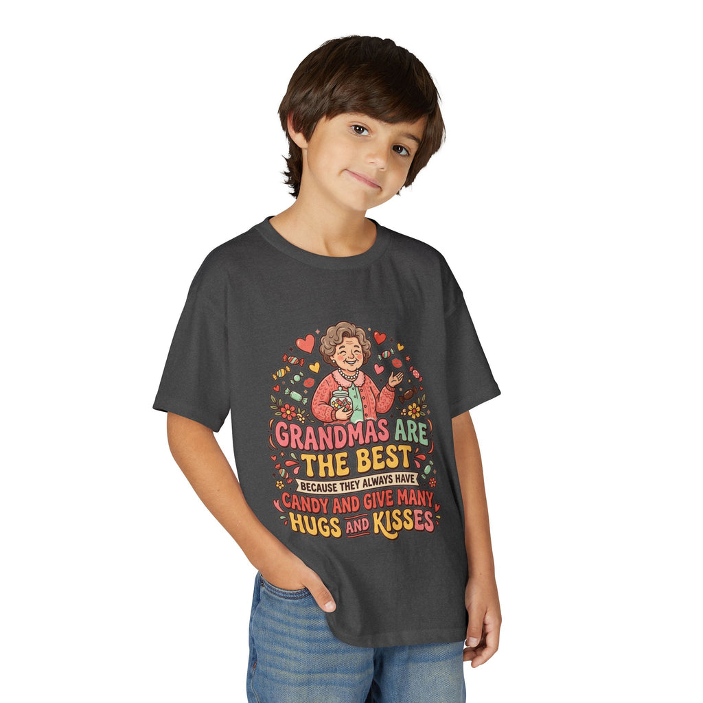 Grandmas Are The Best Kids' T-Shirt — Candy, Hugs & Kisses Design