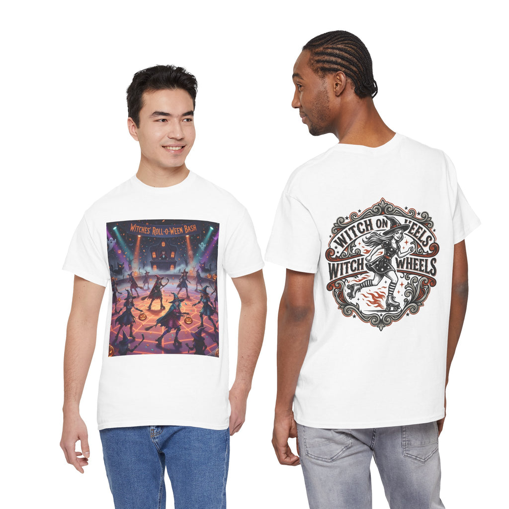 Witch on Wheels Tee — Retro Halloween Skate Party Graphic T‑Shirt