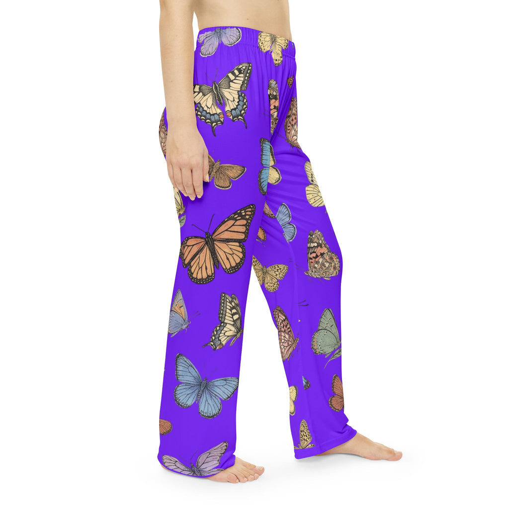 Butterfly Print Pajama Pants — Women's Cozy Purple Lounge Sleepwear