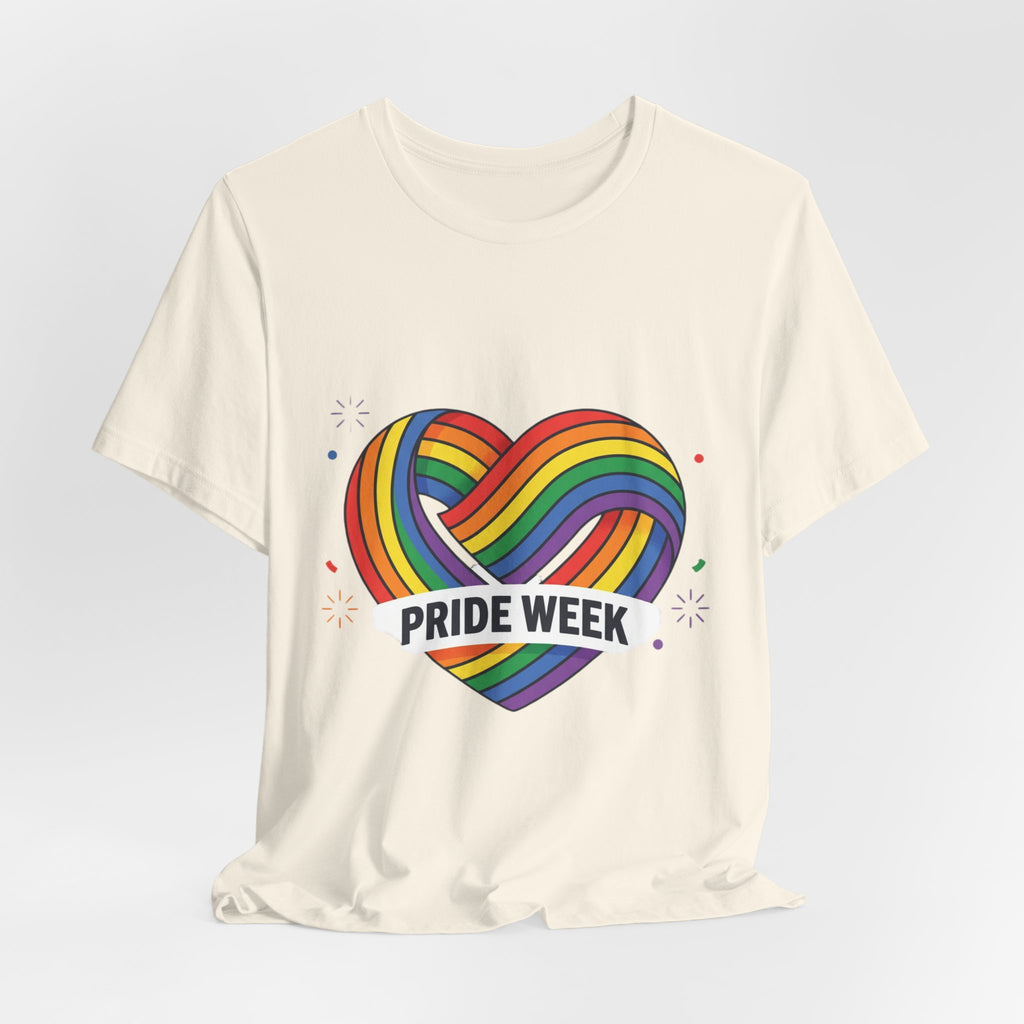 Pride Week Rainbow Heart Tee — "Progress Over Perfection" Back Print