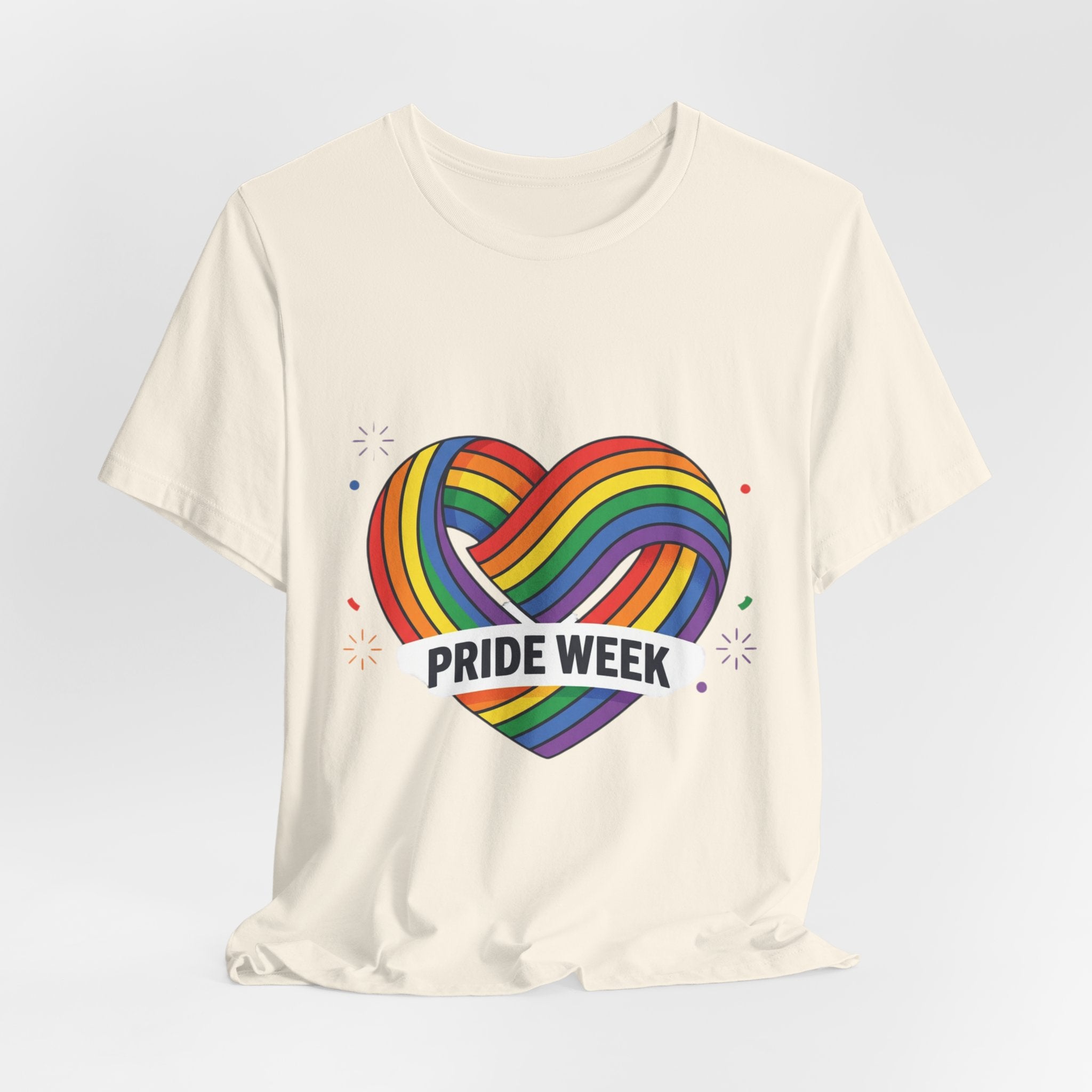 Pride Week Rainbow Heart Tee — "Progress Over Perfection" Back Print
