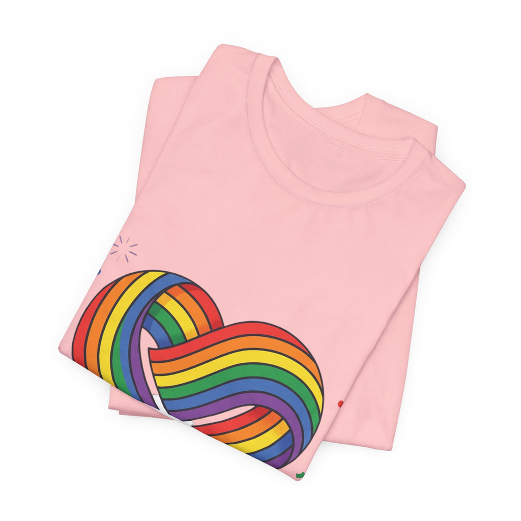 Pride Week Rainbow Heart Tee — "Progress Over Perfection" Back Print