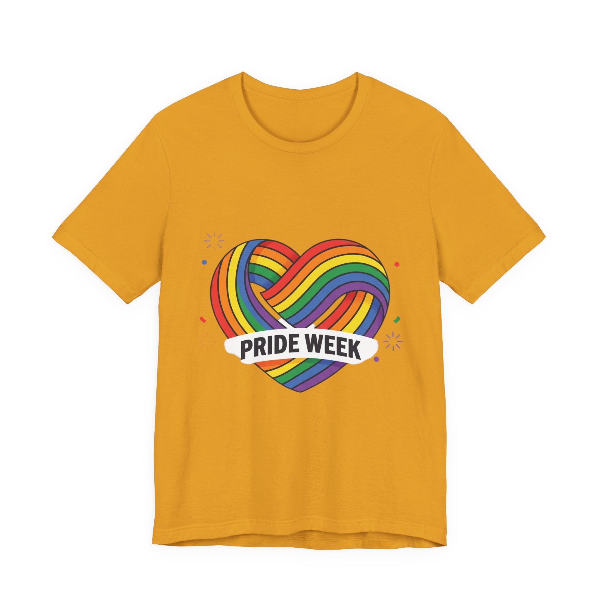 Pride Week Rainbow Heart Tee — "Progress Over Perfection" Back Print