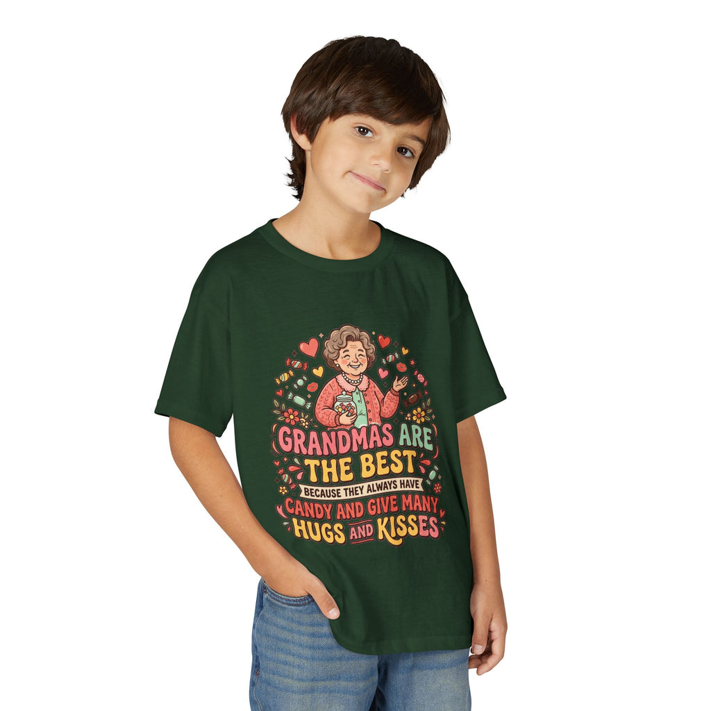 Grandmas Are The Best Kids' T-Shirt — Candy, Hugs & Kisses Design