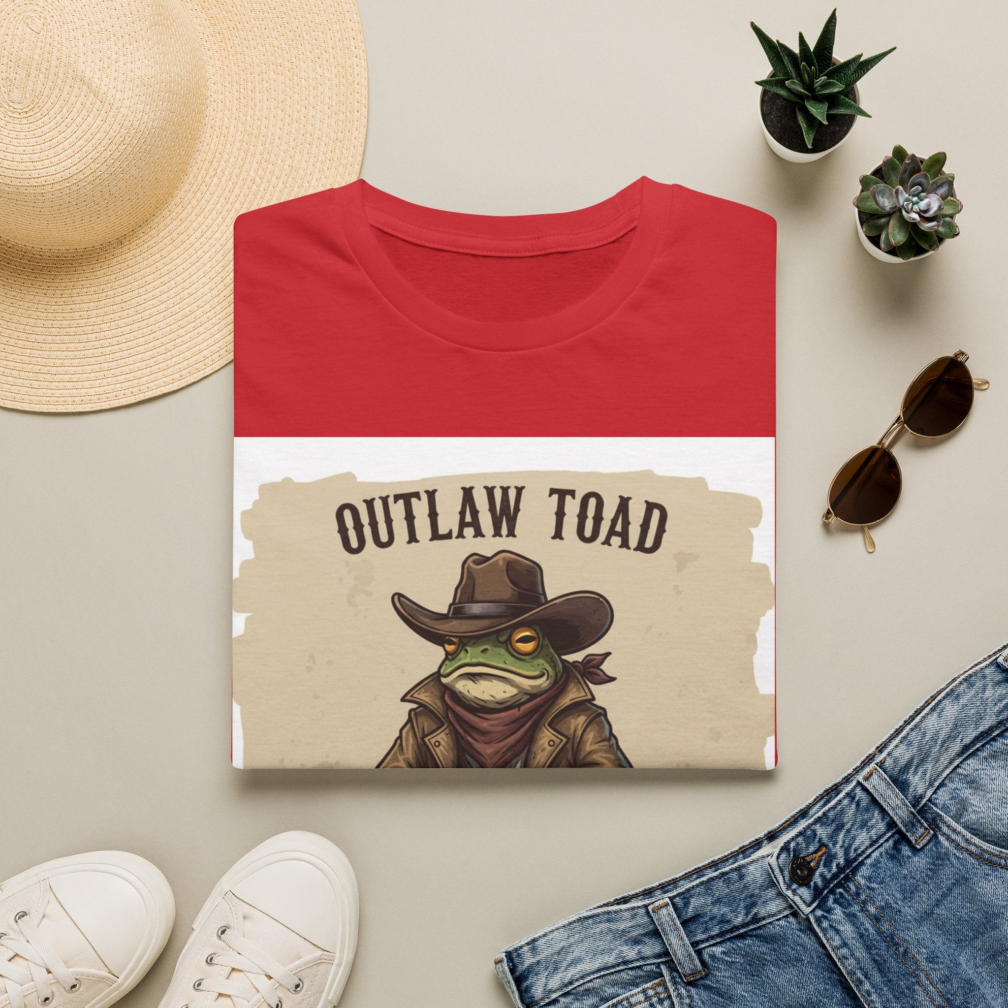 Outlaw Toad Cowboy T-Shirt — Funny Western Toad Graphic Tee (Great Gift for Frog Lovers)