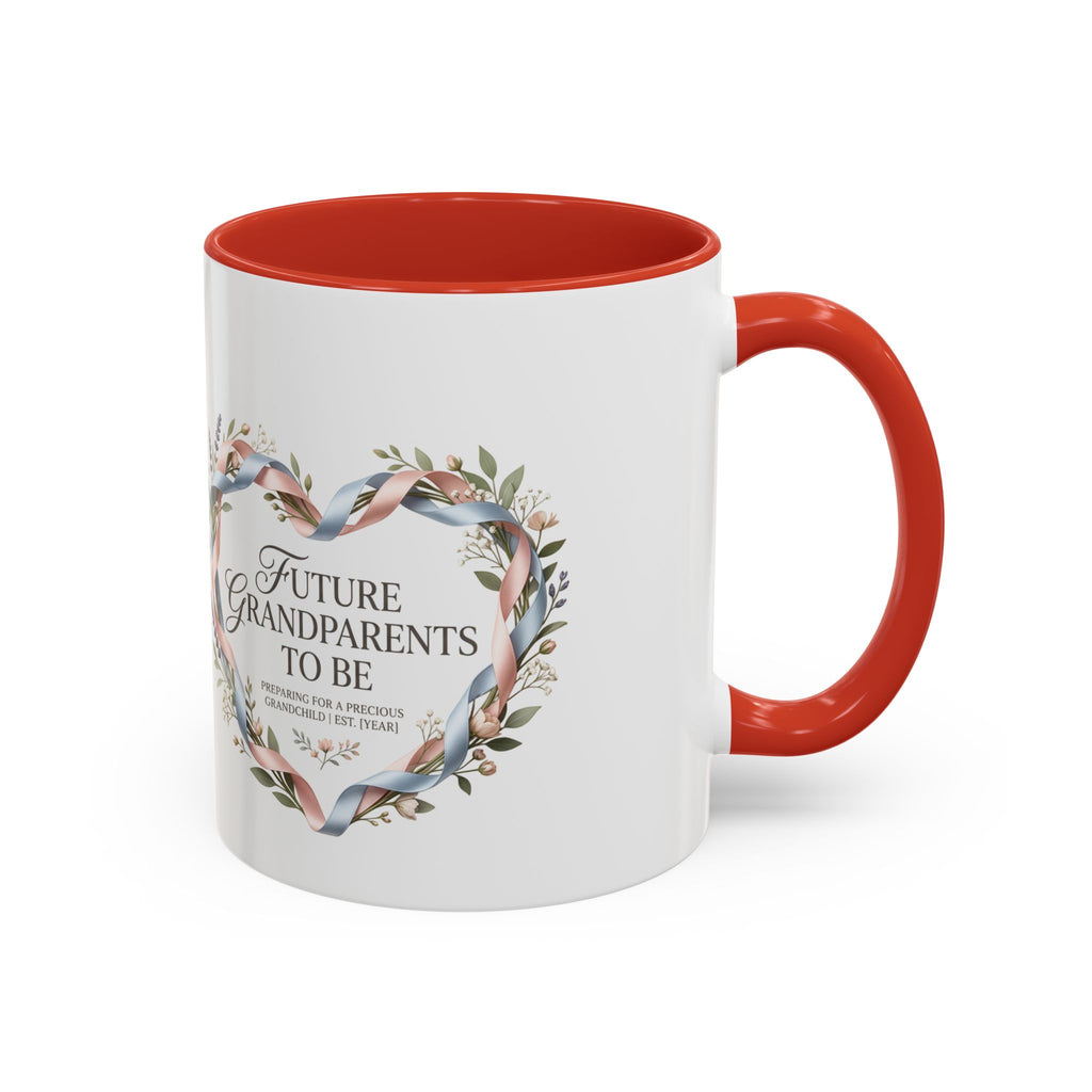 Future Grandparents To Be Accent Coffee Mug — Floral Heart Pregnancy Announcement Gift (11/15oz)
