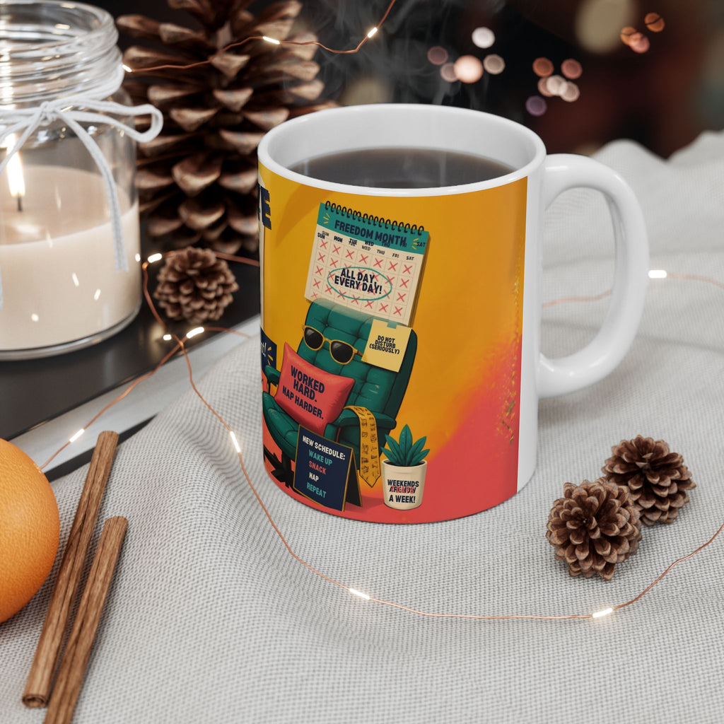 Retirement Mug — "Goodbye Meetings, Hello Naps" Ceramic Coffee Cup