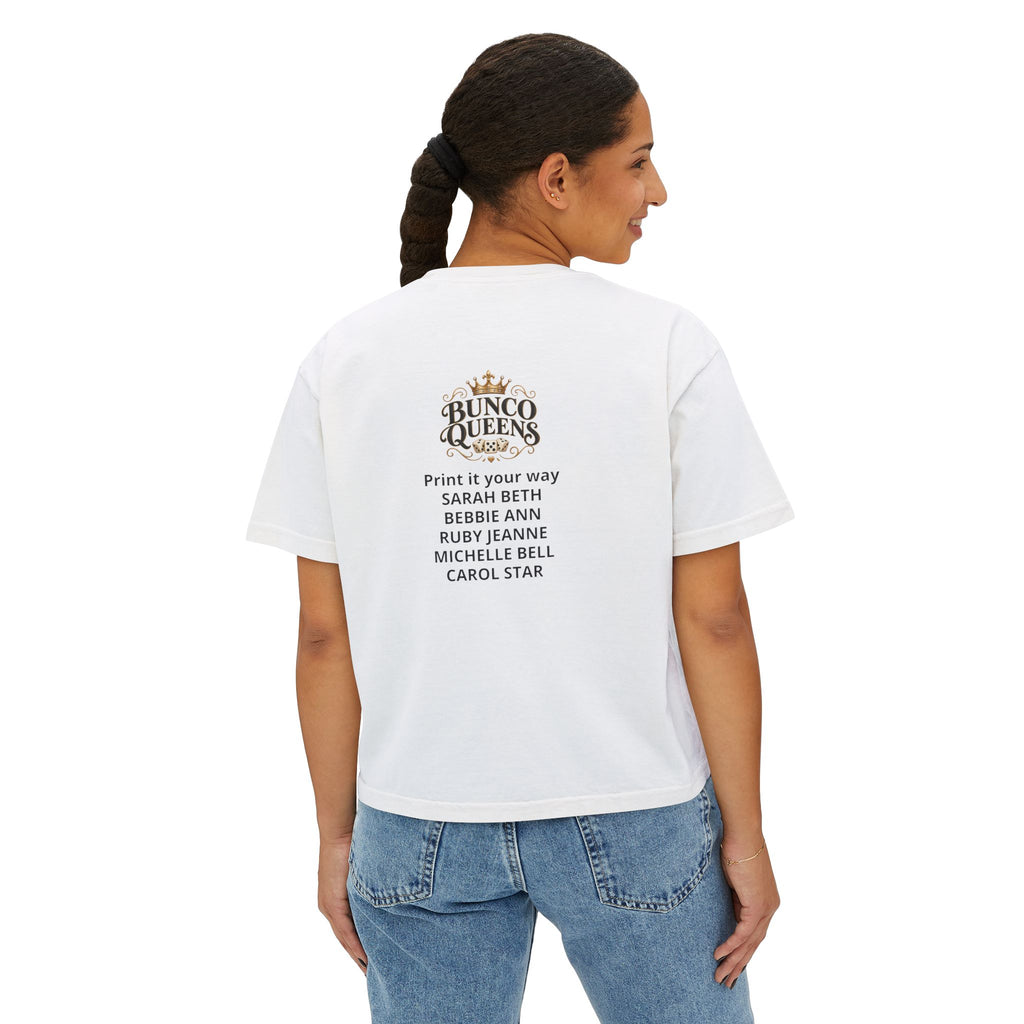 Ma’s Bunco Players Club Women’s Boxy Tee – Bunco Queen Game Night Shirt for Mom, Grandma & Sister