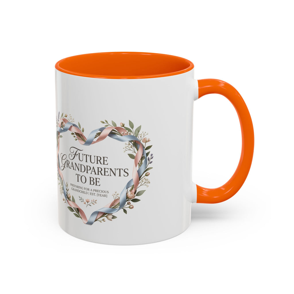Future Grandparents To Be Accent Coffee Mug — Floral Heart Pregnancy Announcement Gift (11/15oz)
