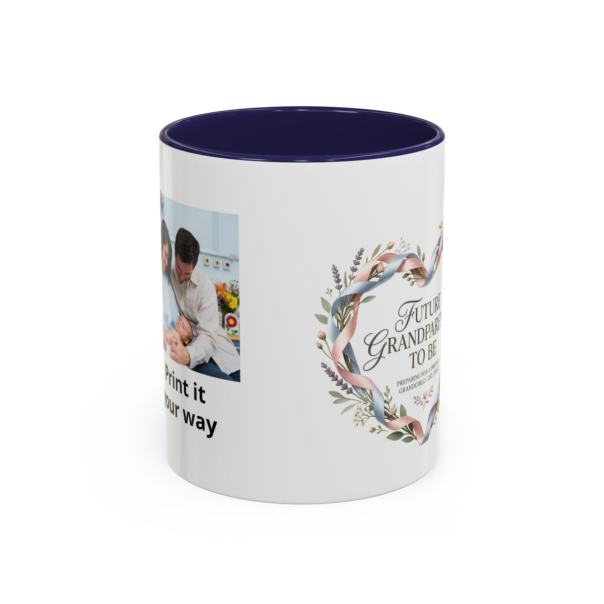 Future Grandparents To Be Accent Coffee Mug — Floral Heart Pregnancy Announcement Gift (11/15oz)