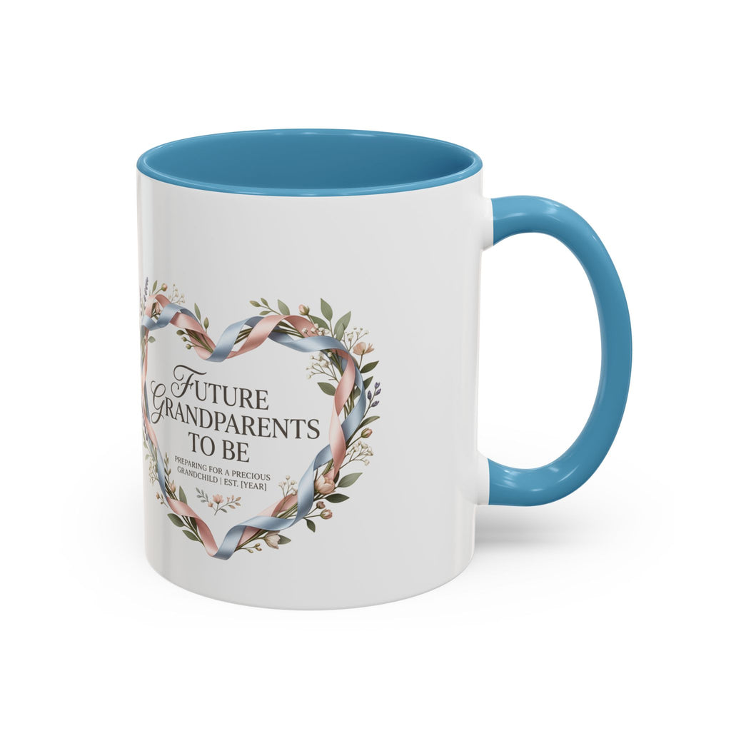 Future Grandparents To Be Accent Coffee Mug — Floral Heart Pregnancy Announcement Gift (11/15oz)