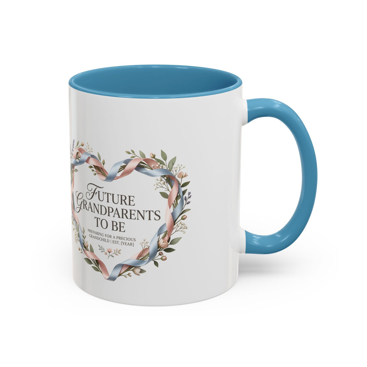 Future Grandparents To Be Accent Coffee Mug — Floral Heart Pregnancy Announcement Gift (11/15oz)