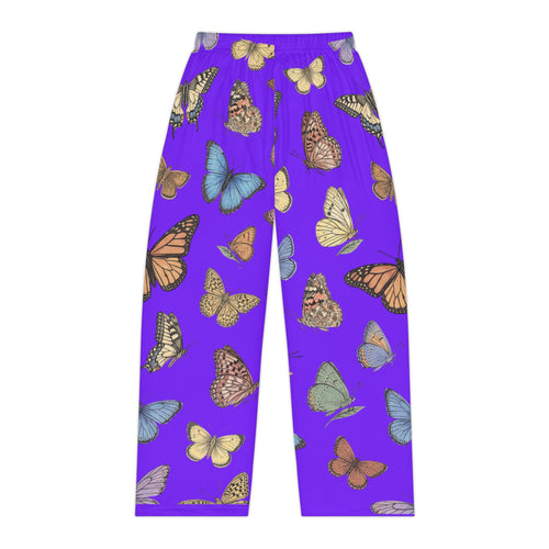 Butterfly Print Pajama Pants — Women's Cozy Purple Lounge Sleepwear