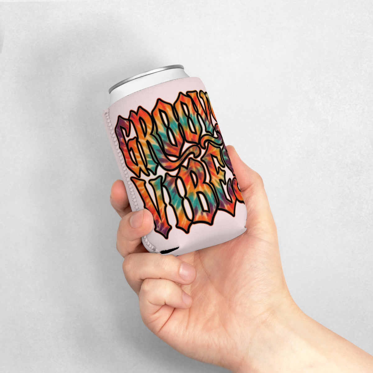 Groovy Vibes Can Cooler Sleeve — "My Omi Has a Cool Can" Tie-Dye Beverage Koozie