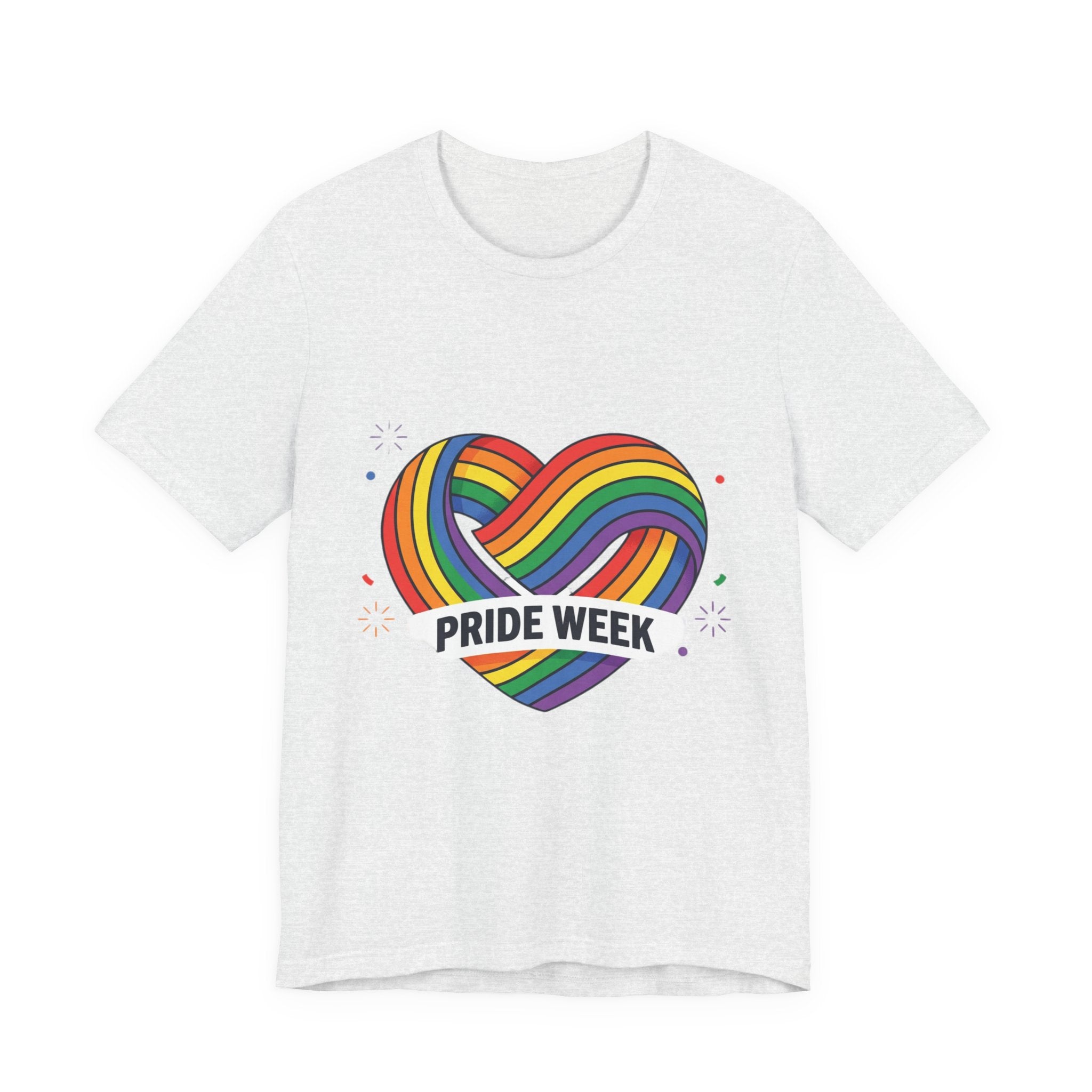 Pride Week Rainbow Heart Tee — "Progress Over Perfection" Back Print