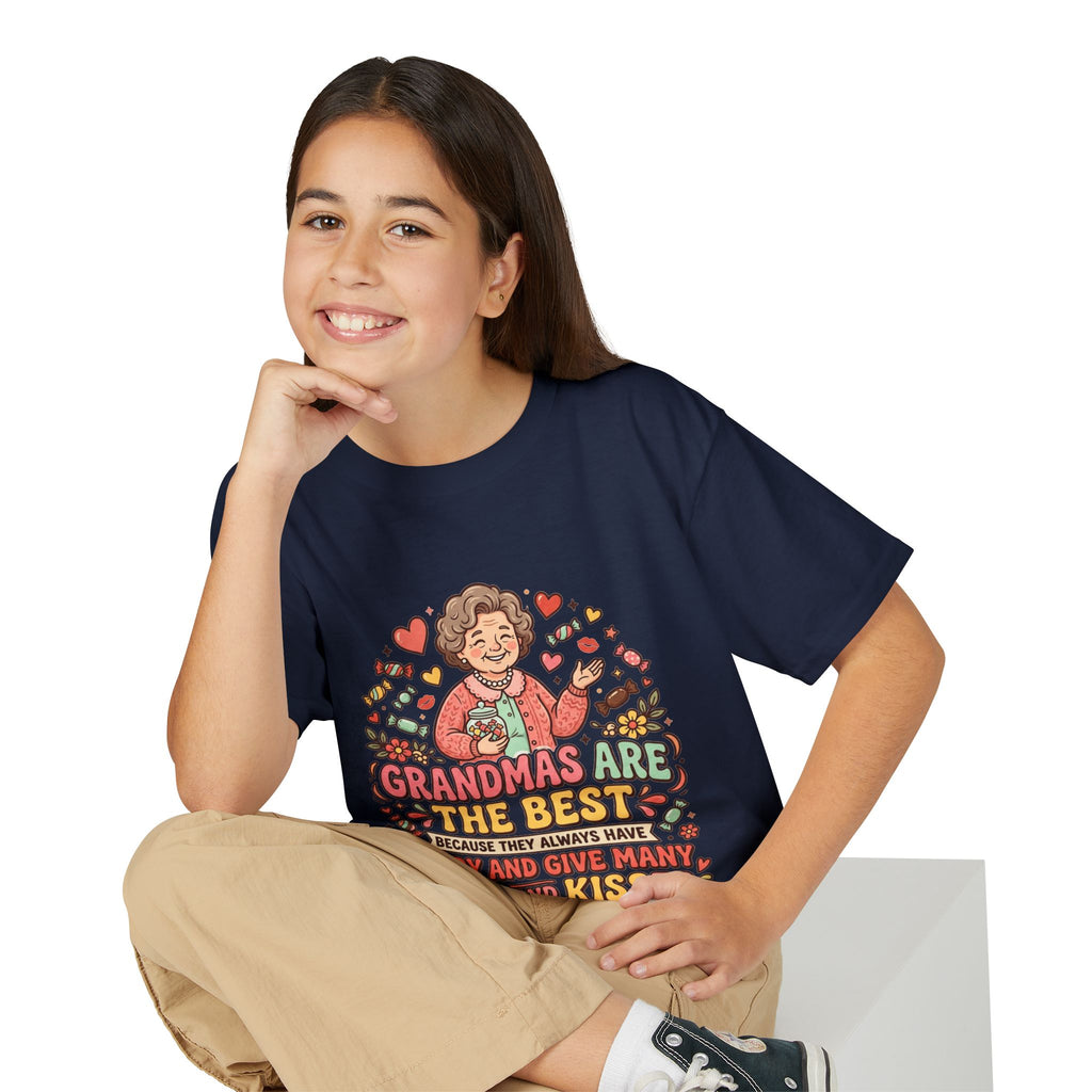 Grandmas Are The Best Kids' T-Shirt — Candy, Hugs & Kisses Design