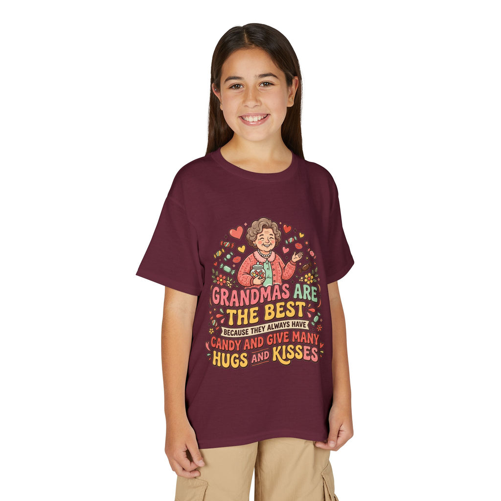 Grandmas Are The Best Kids' T-Shirt — Candy, Hugs & Kisses Design