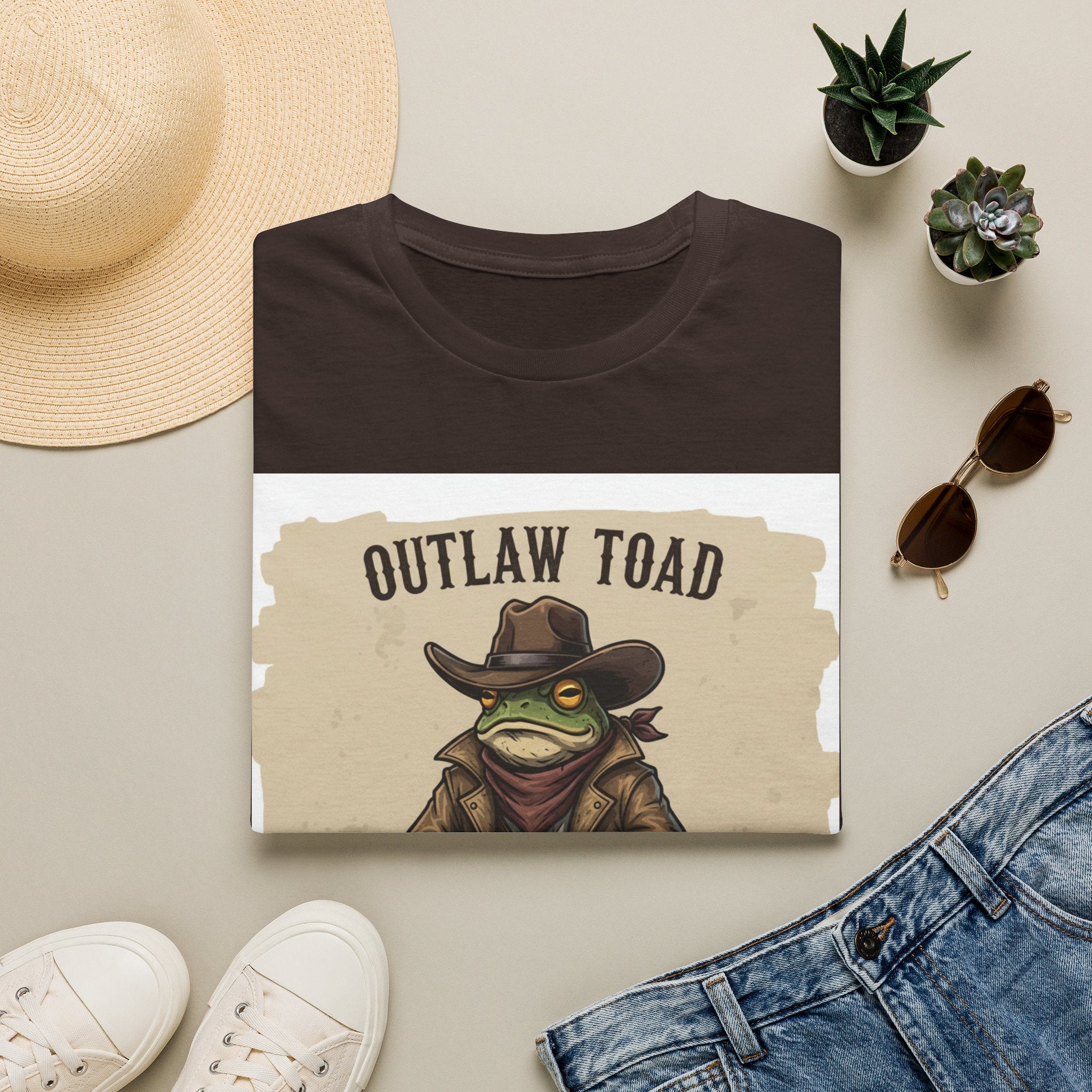 Outlaw Toad Cowboy T-Shirt — Funny Western Toad Graphic Tee (Great Gift for Frog Lovers)