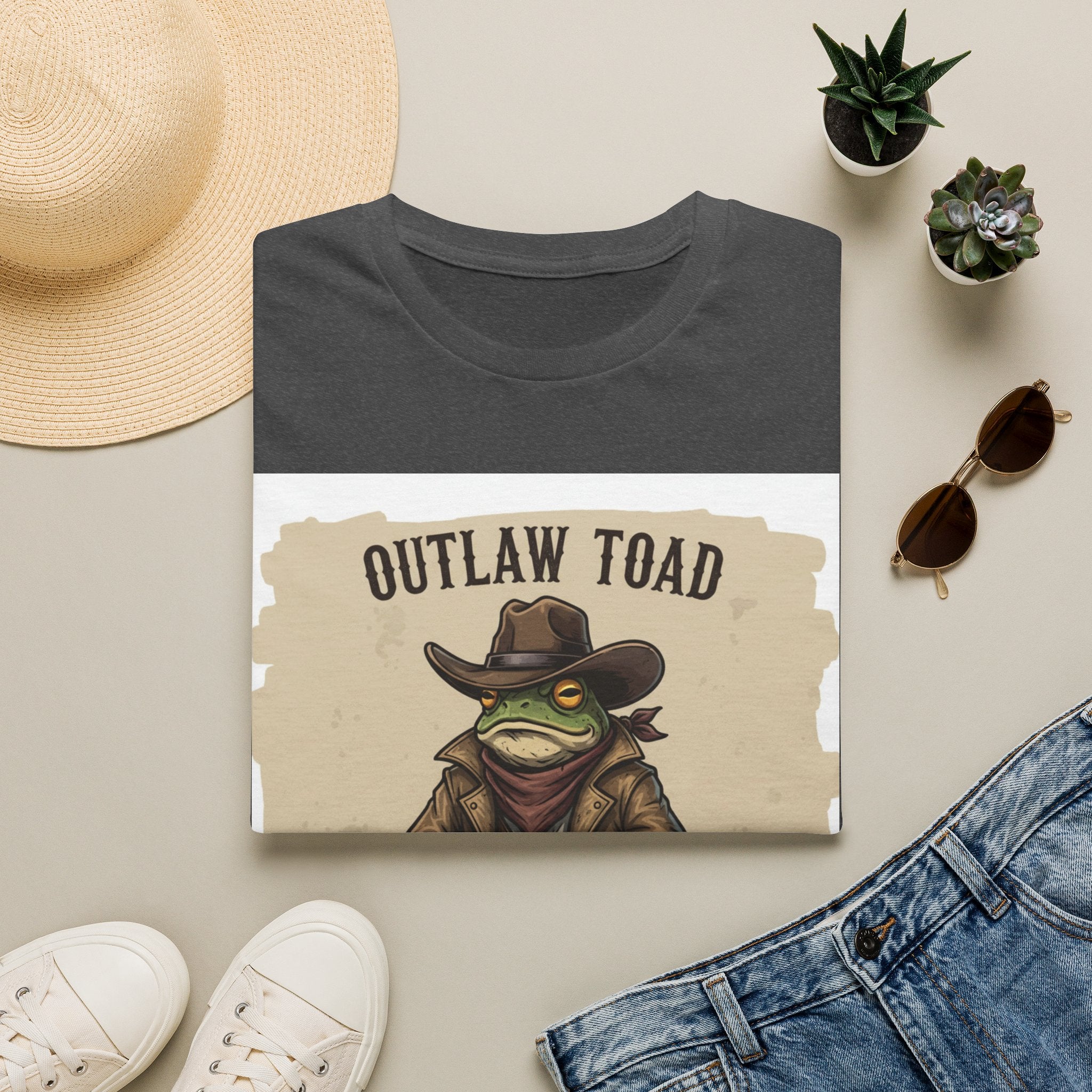 Outlaw Toad Cowboy T-Shirt — Funny Western Toad Graphic Tee (Great Gift for Frog Lovers)
