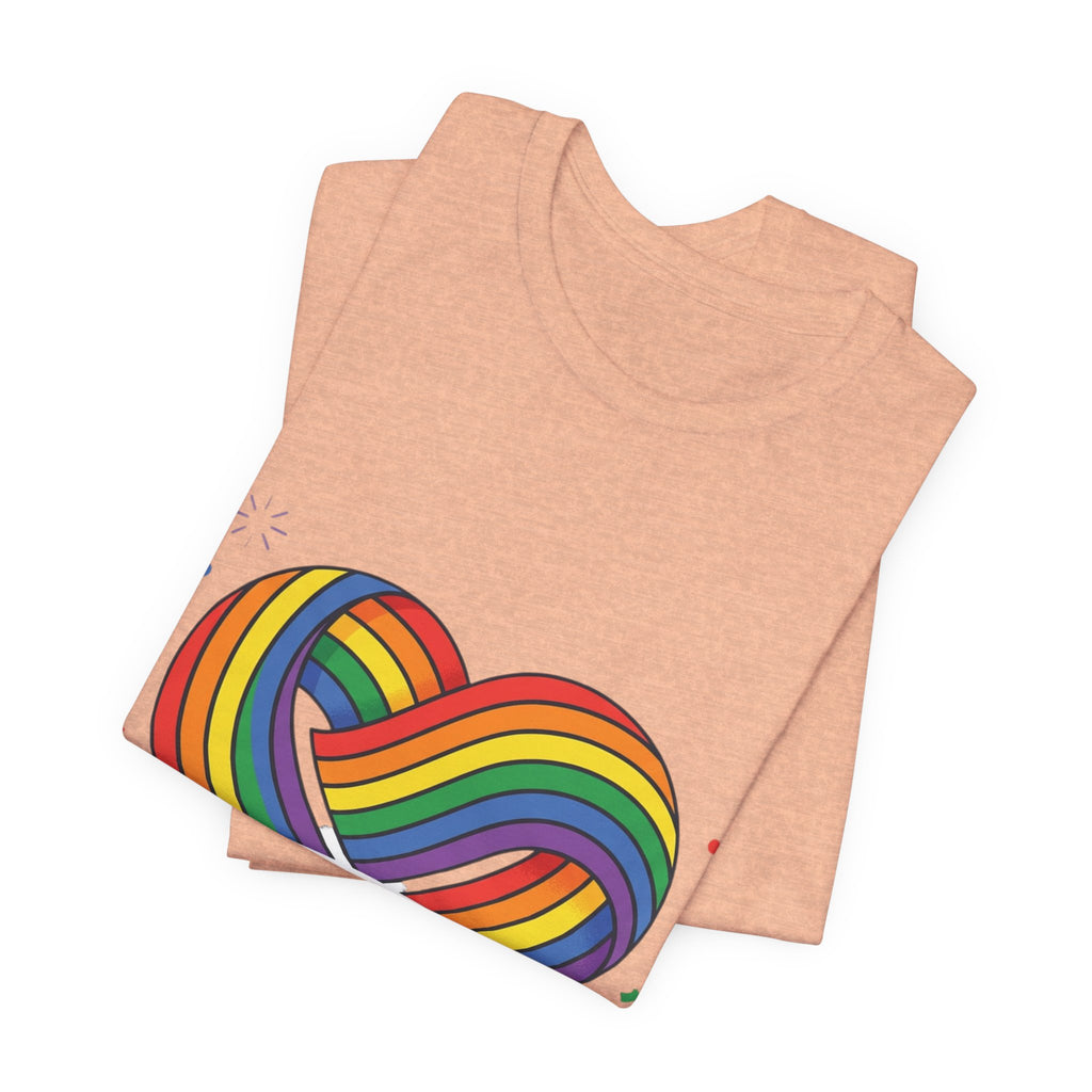 Pride Week Rainbow Heart Tee — "Progress Over Perfection" Back Print