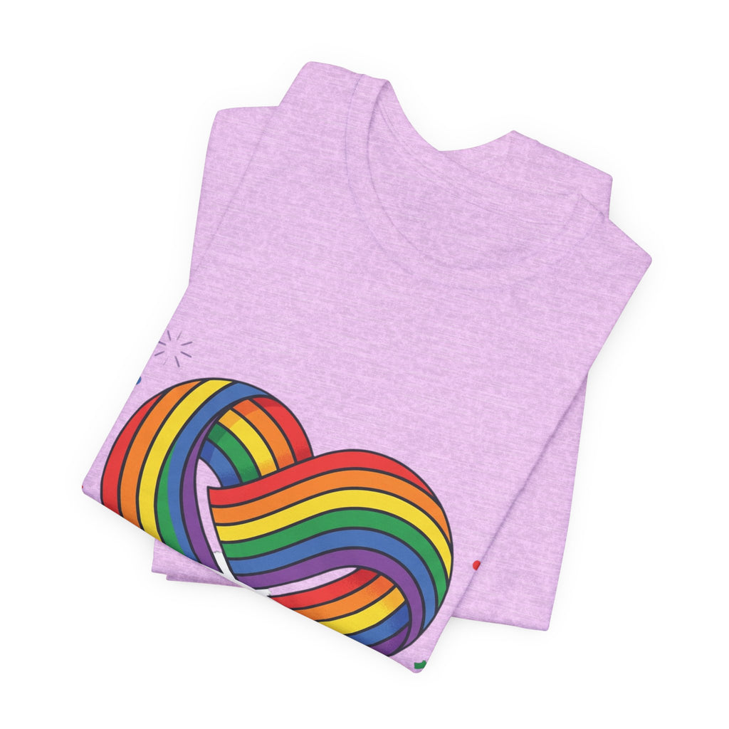 Pride Week Rainbow Heart Tee — "Progress Over Perfection" Back Print
