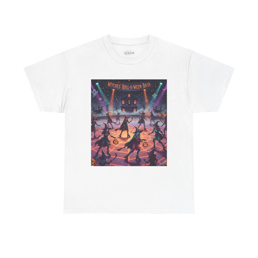 Witch on Wheels Tee — Retro Halloween Skate Party Graphic T‑Shirt