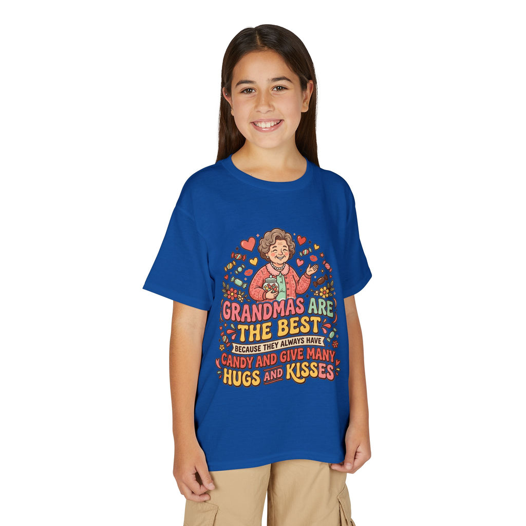 Grandmas Are The Best Kids' T-Shirt — Candy, Hugs & Kisses Design