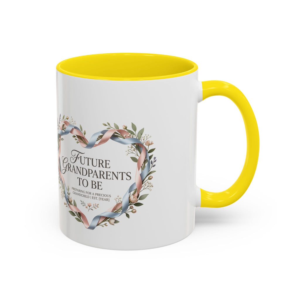 Future Grandparents To Be Accent Coffee Mug — Floral Heart Pregnancy Announcement Gift (11/15oz)