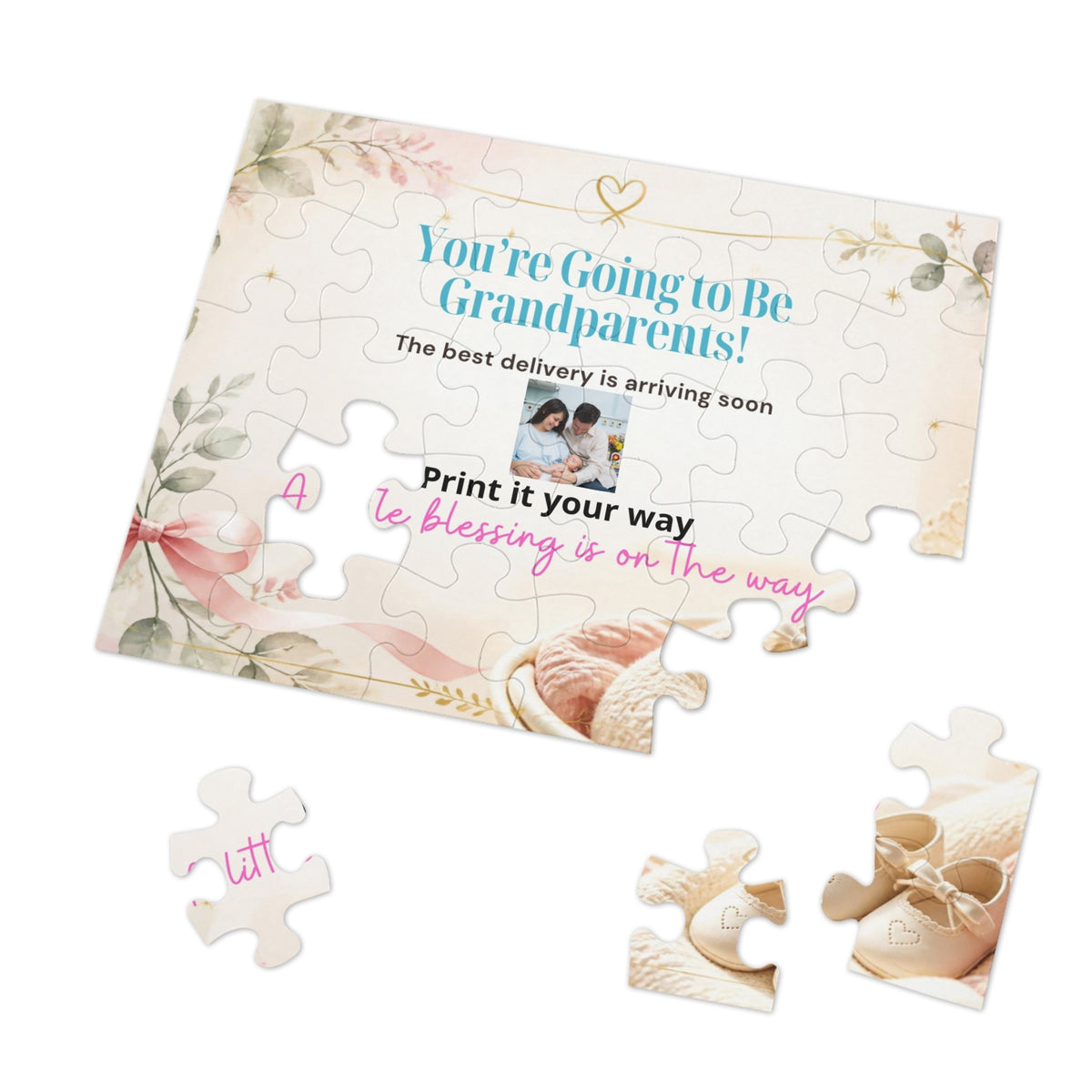 Grandparents Announcement Jigsaw Puzzle Tin — “You’re Going to Be Grandparents!” Keepsake