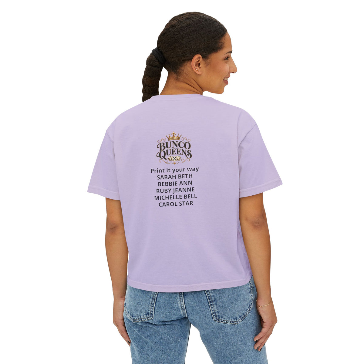 Ma’s Bunco Players Club Women’s Boxy Tee – Bunco Queen Game Night Shirt for Mom, Grandma & Sister