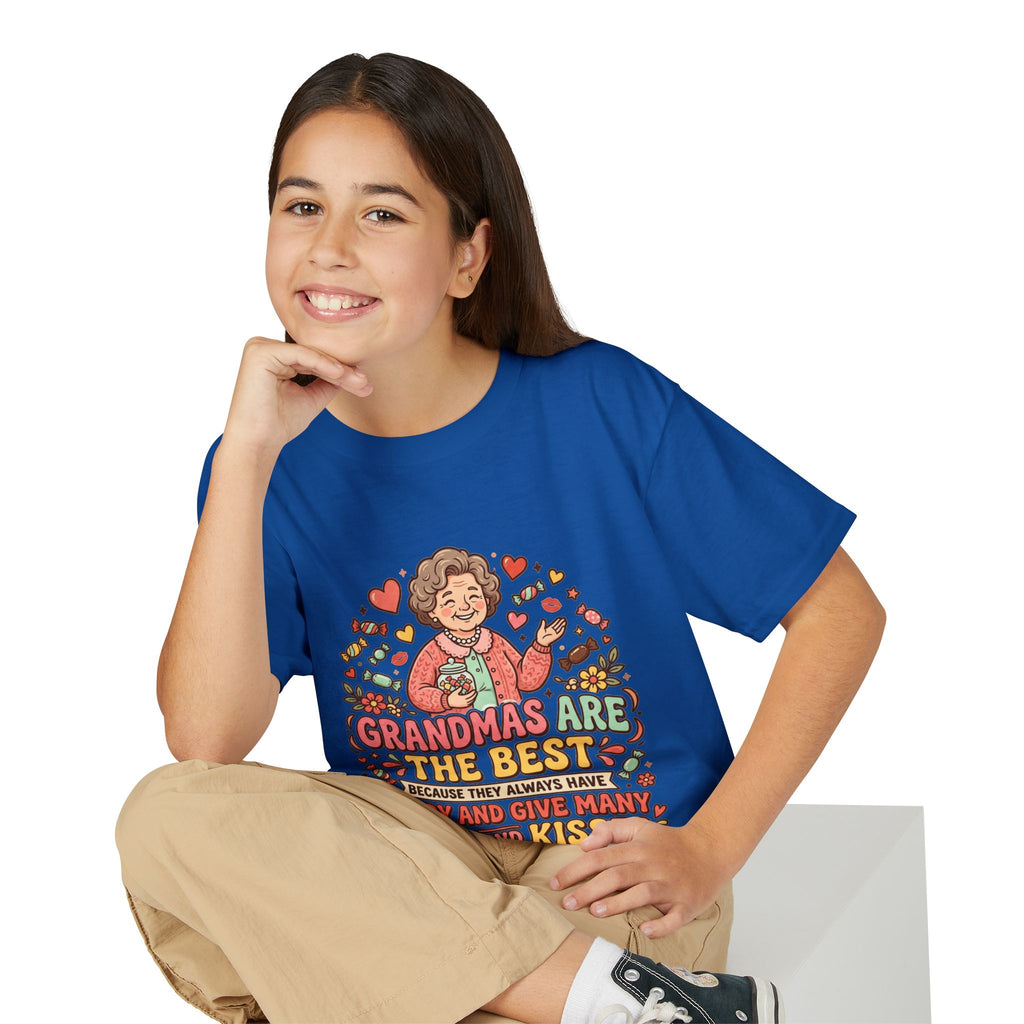 Grandmas Are The Best Kids' T-Shirt — Candy, Hugs & Kisses Design