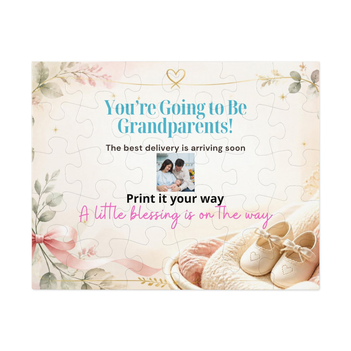 Grandparents Announcement Jigsaw Puzzle Tin — “You’re Going to Be Grandparents!” Keepsake